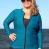 Plus Size Blue swim shirt UPF Long Sleeve Womens Swimwear au nz us ca uk eu ie za