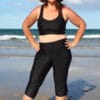 Plus Size Three Quarter Length Swim Pants with Inner Brief
