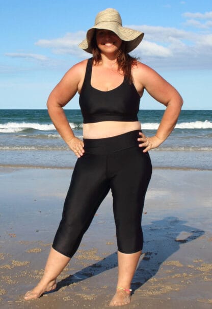 Plus Size Three Quarter Length Swim Pants with Inner Brief