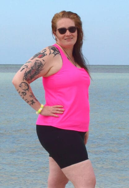 plus size racer back tankini swim top with shelf bra loose wais