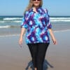 buy colourful sun protection plus size swim shirts for women