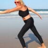mature womens long black swim legging for sun protection 50uv