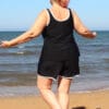 plus size swim set loose fitting baggy top and shorts for women