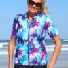 Buy Tie Dye Short Sleeve Rashie Zip Up Swimwear Near Me