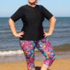 Woman's Plus Size Multi-Coloured Three Quarter Length Swim Pants