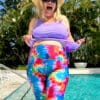 plus size colourful big belly cover swim shorts for women