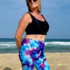 mature womens chlorine resistant swimwear crop top with zip front and support