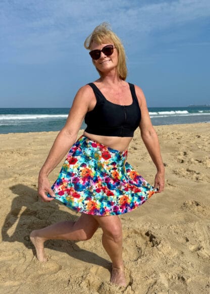 swim skort with colourful print
