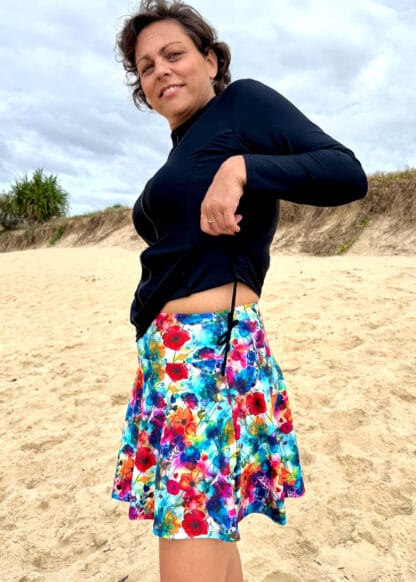 womens swim shirt with loops and ties